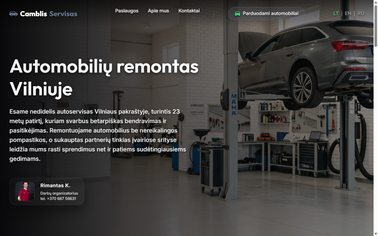 Camblis.lt autoserviso valdymo sistema ir svetainė